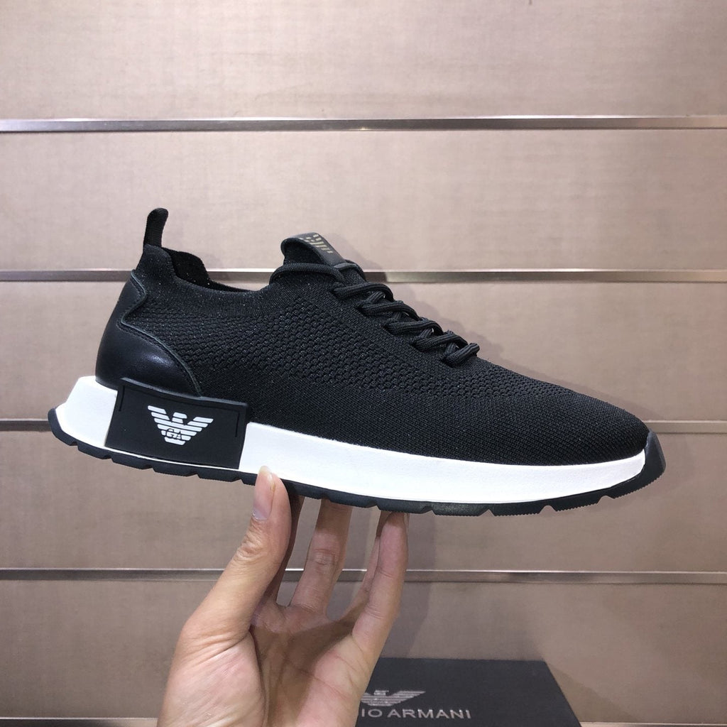 Giorgio Armani Knit Lace-Up Sneakers — side