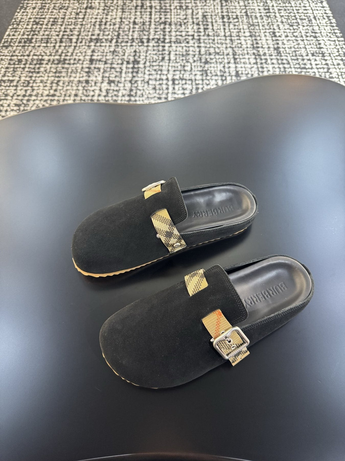 Burberry Men's Adjustable Buckle Slide Sandals — front