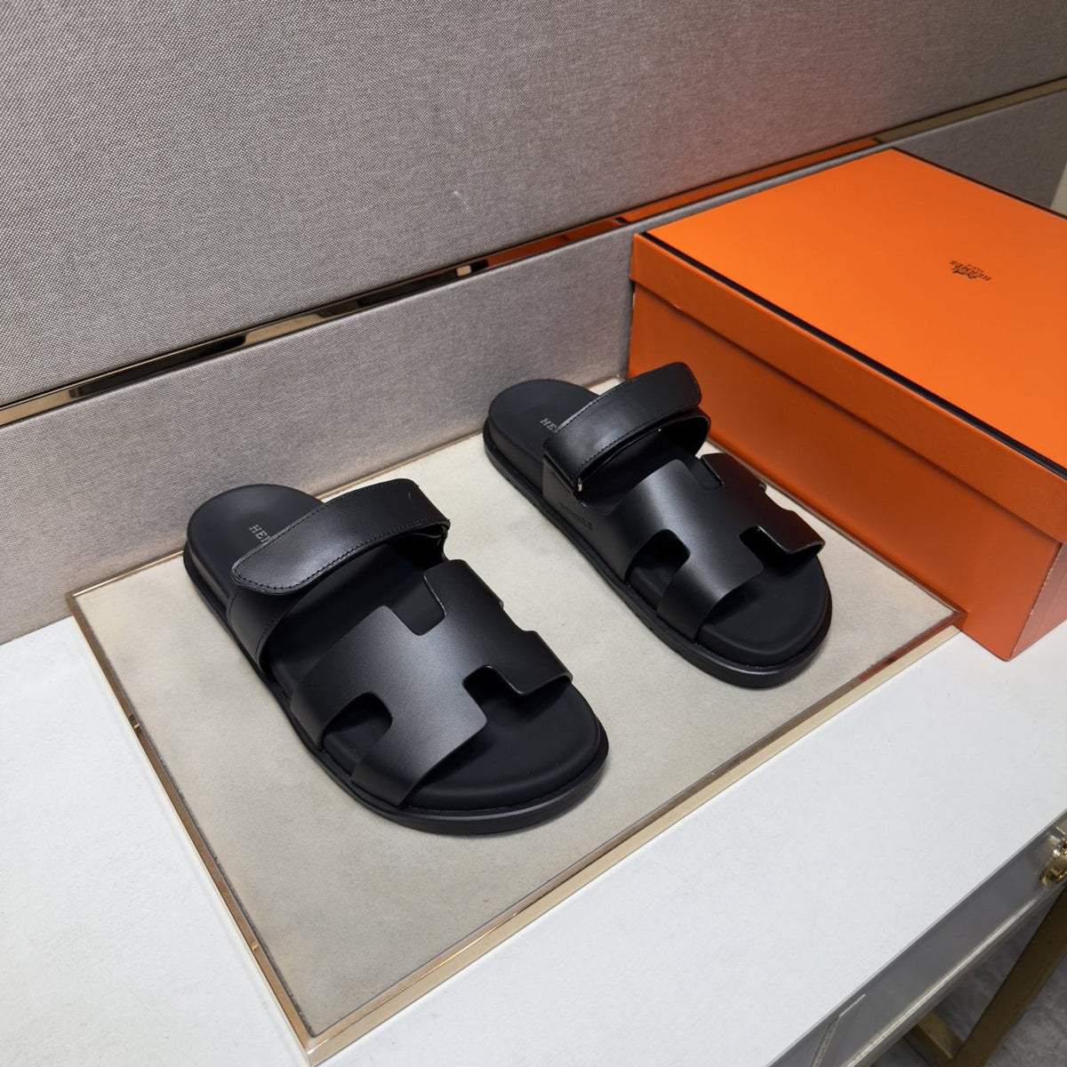 Hermès H-Cutout Open-Toe Sandals — front