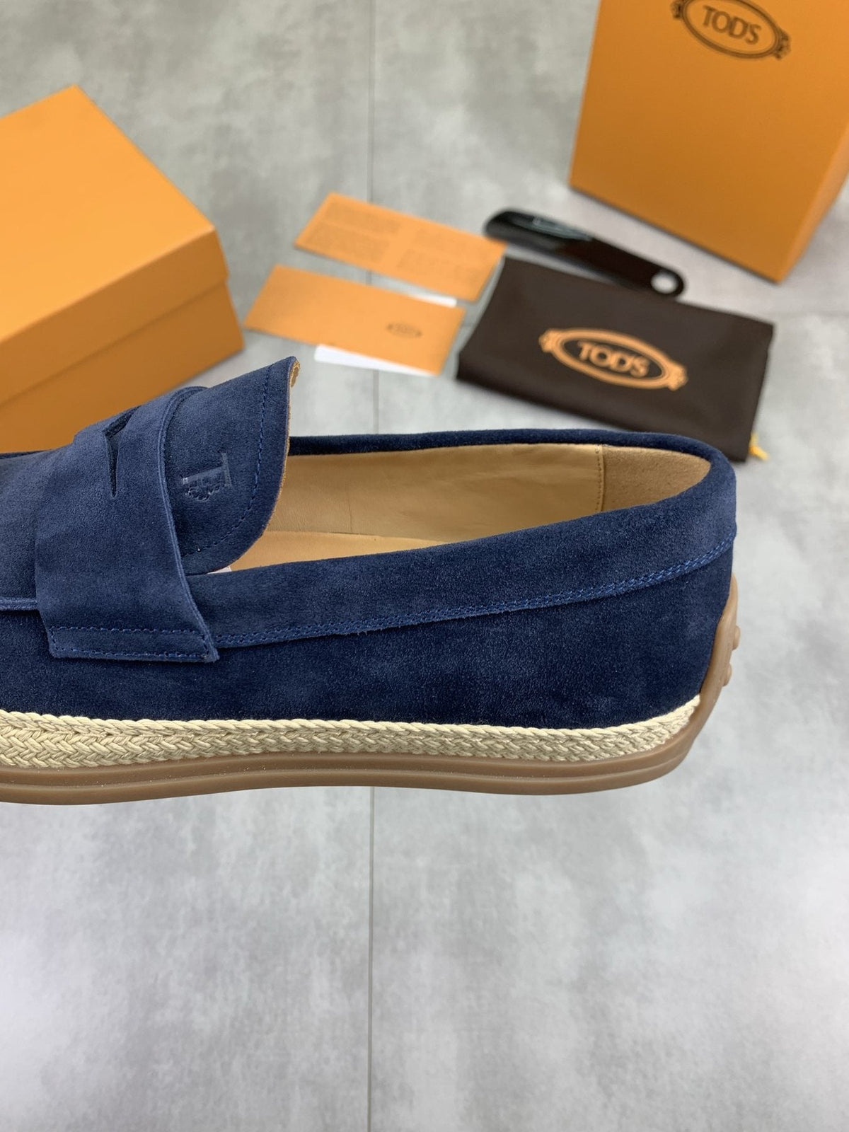 Tod's Raffia-Trim Loafers — side
