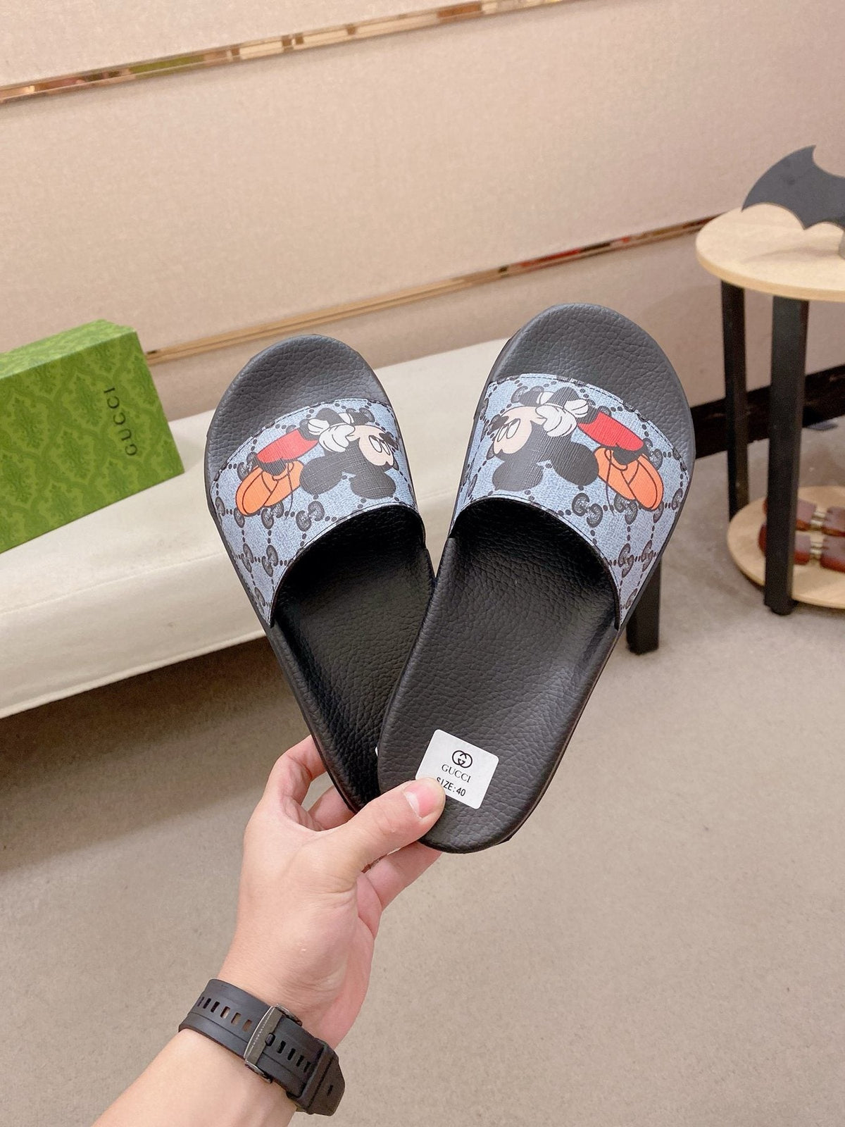 Gucci Graphic Strap Slide Sandals — front