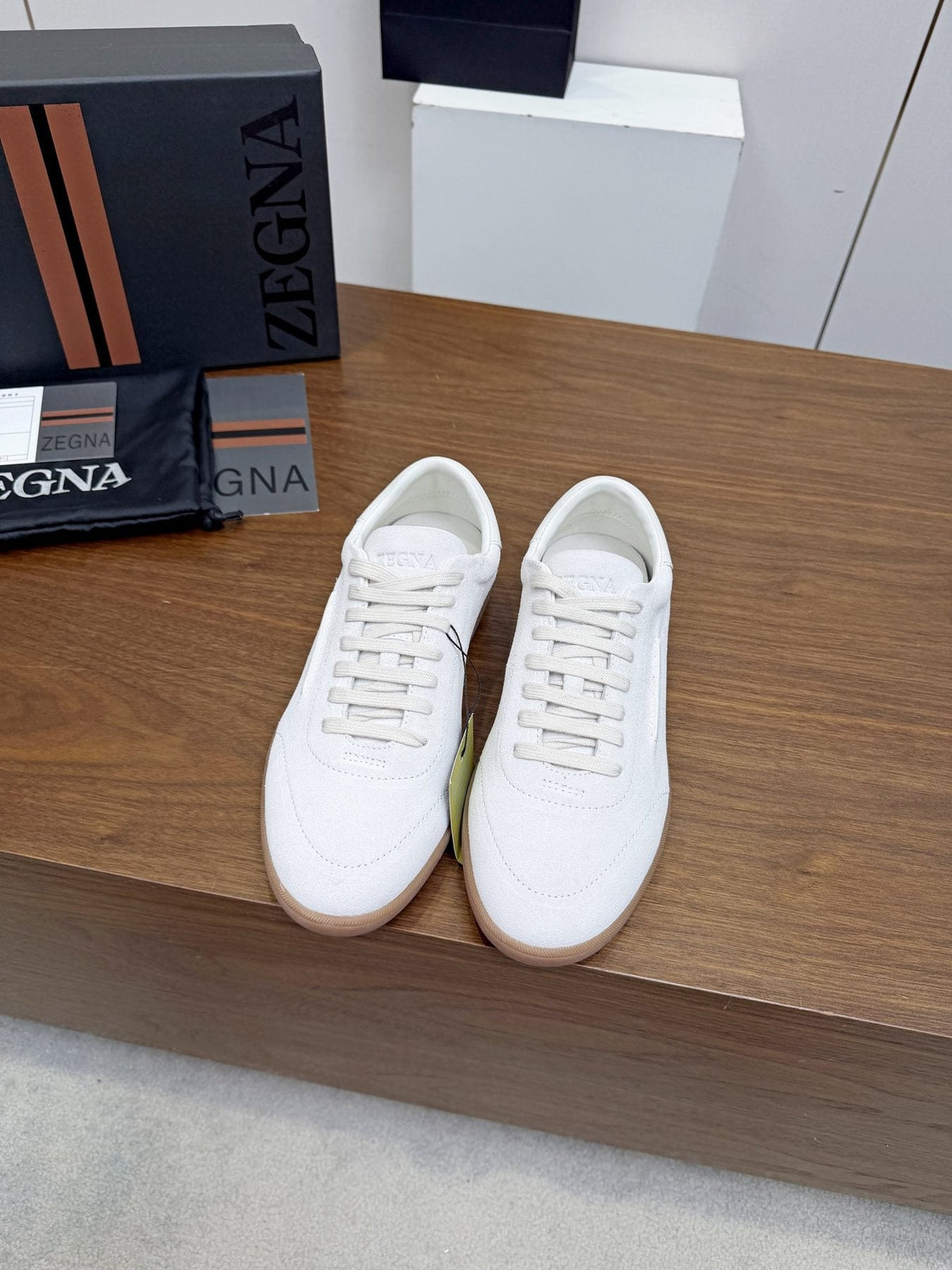 Zegna Suede Low-Top Sneakers — front