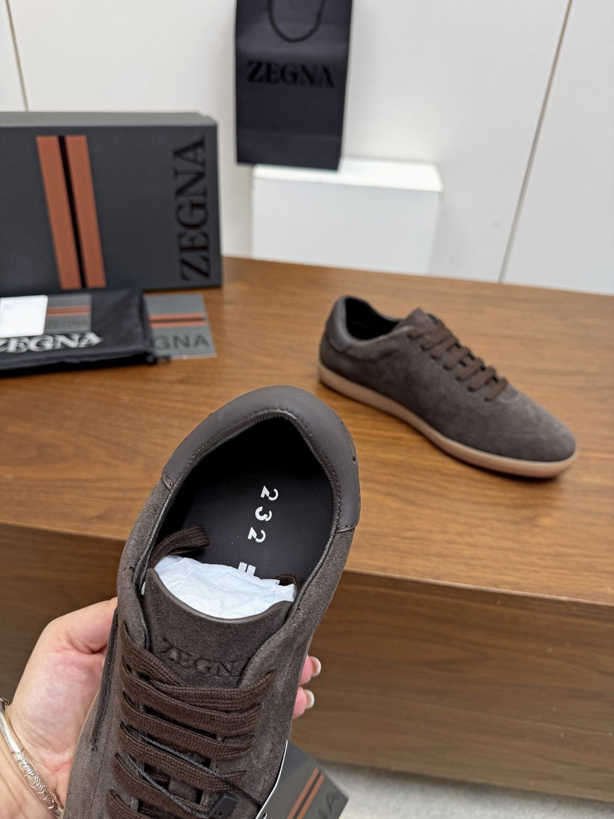Zegna Suede Low-Top Sneakers — front