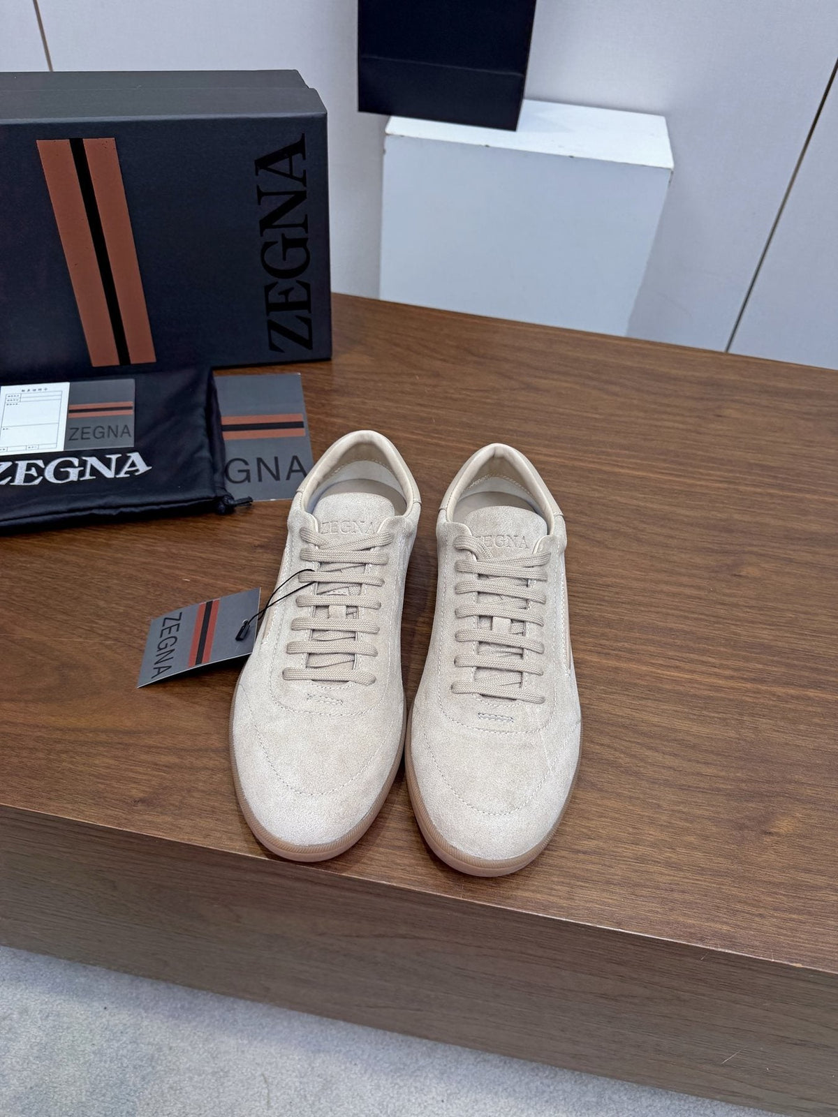 Zegna Suede Low-Top Sneakers — front