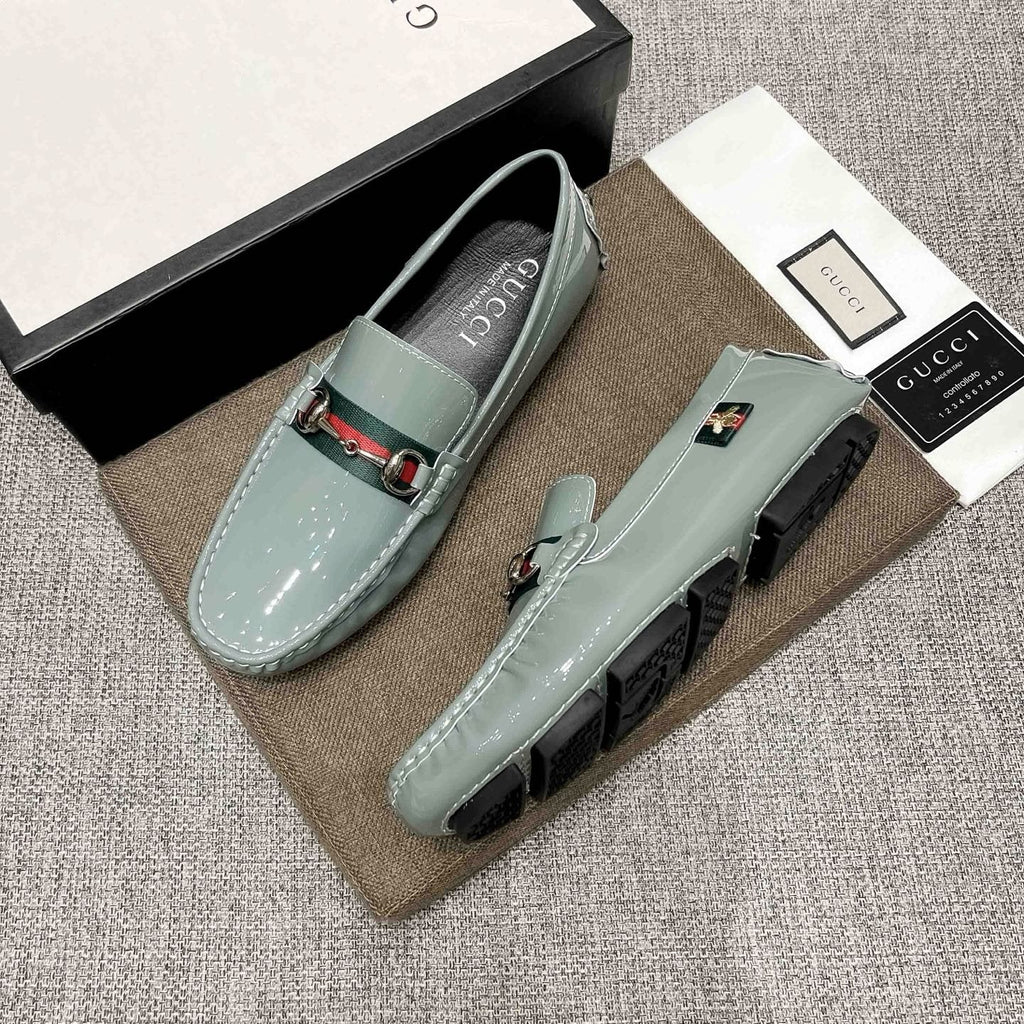Gucci Black Web Stripe Loafers — detail