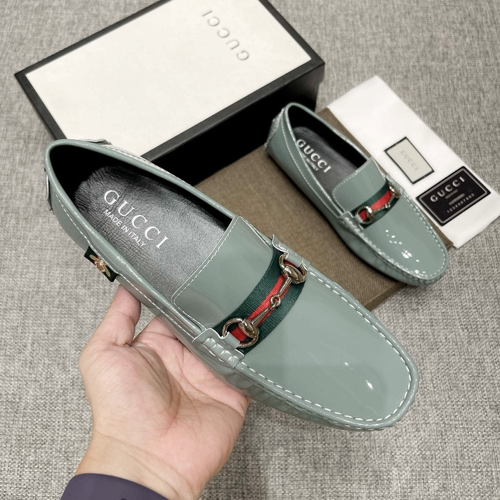Gucci Black Web Stripe Loafers — front