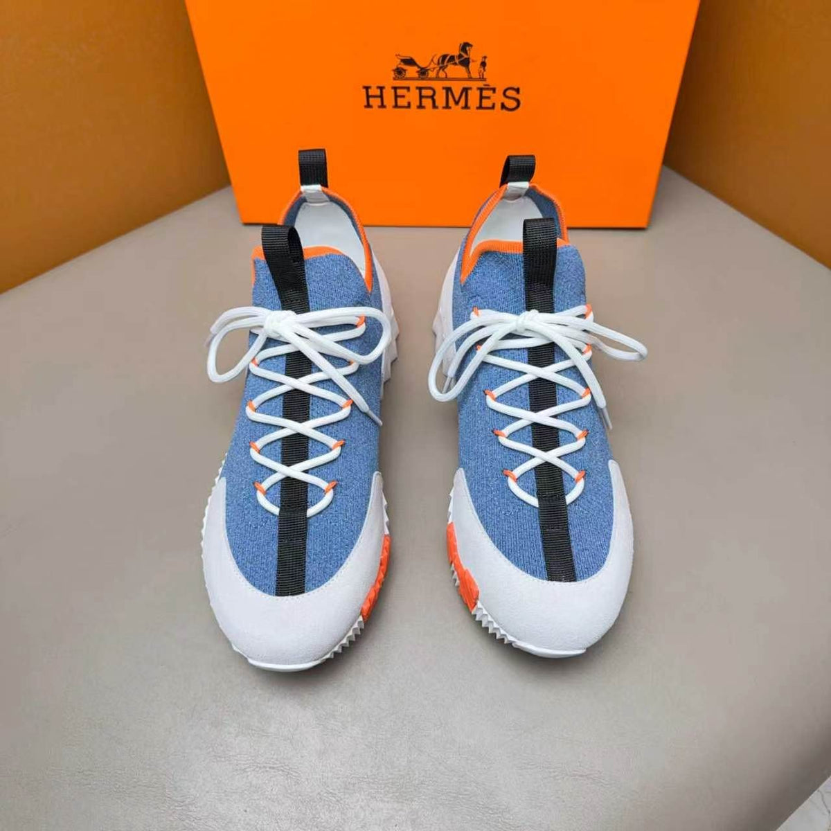 Hermès Layered Knit Sneakers — front