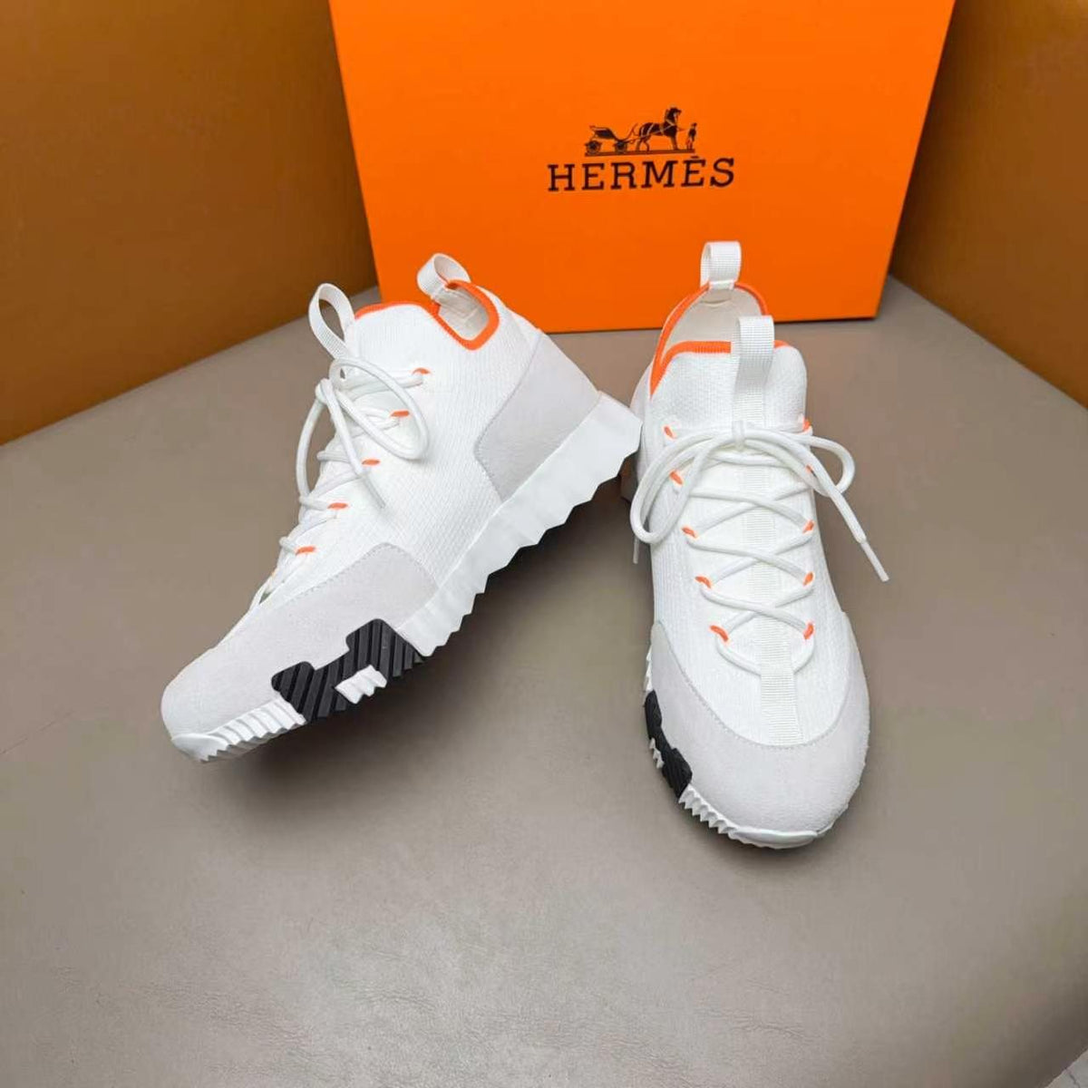 Hermès Layered Knit Sneakers — front