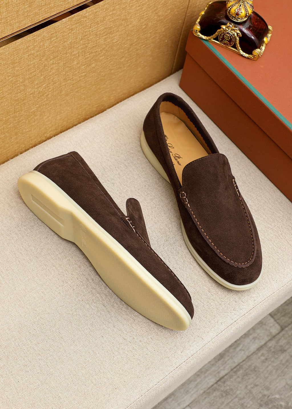 Loro Piana Suede Slip-On Loafers — front
