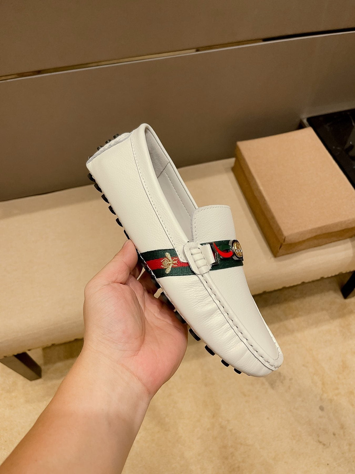 Gucci Web Accent Driving Loafers — front
