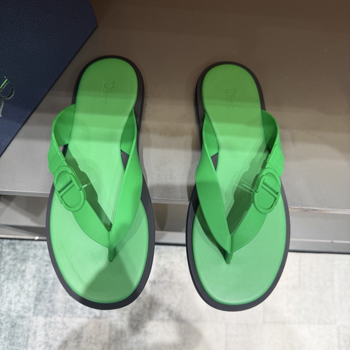 Dior Thong Sandals with Circular Strap Accent — front