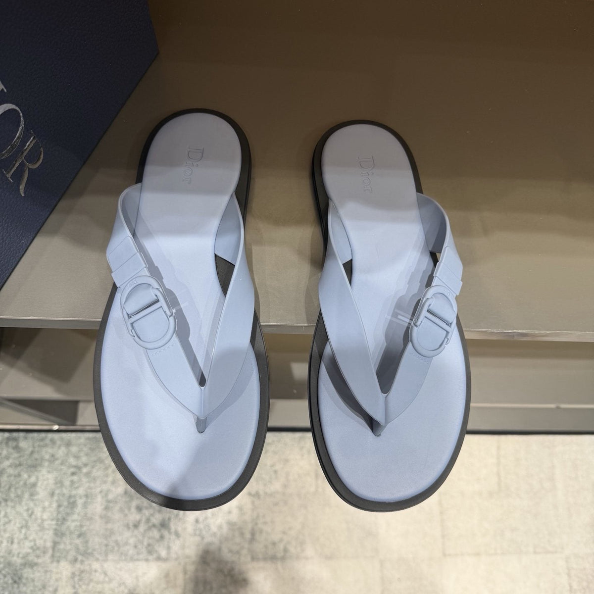 Dior Thong Sandals with Circular Strap Accent — front