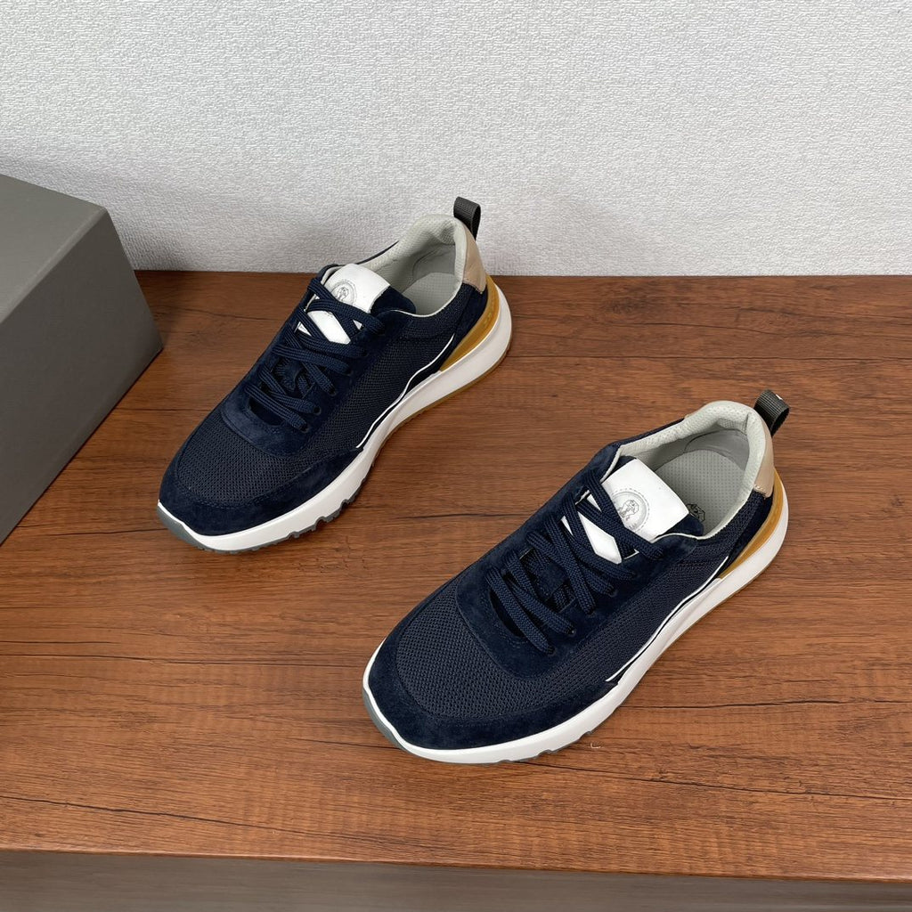 Brunello Cucinelli Knit Panel Low-Top Sneakers — front