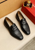 Ferragamo Black Hardware Loafers — hero