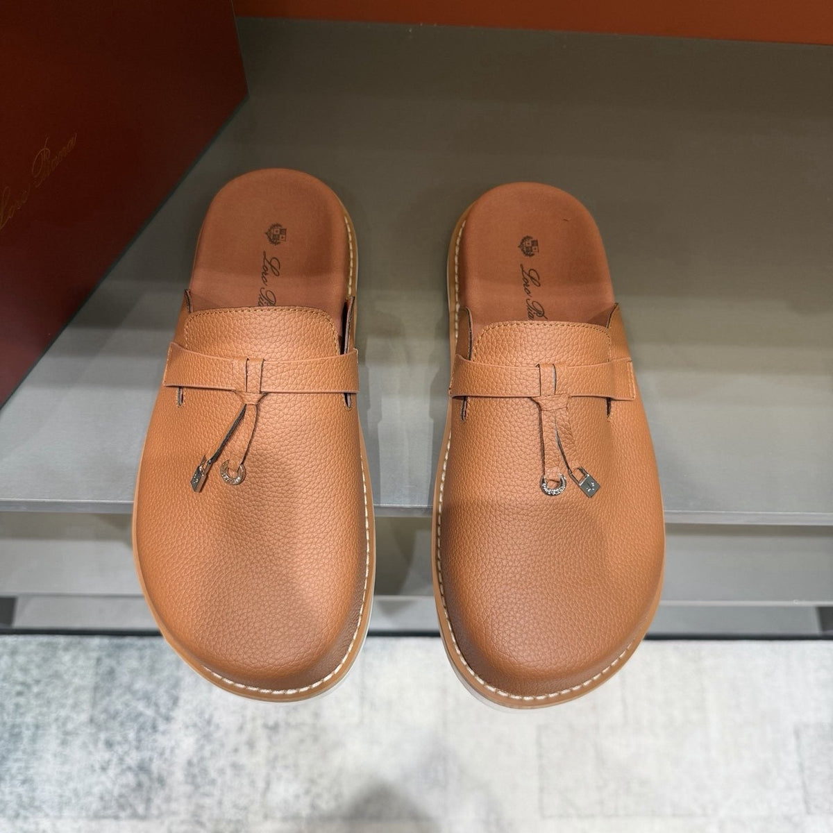 Textured Tassel Mule Loafers — front
