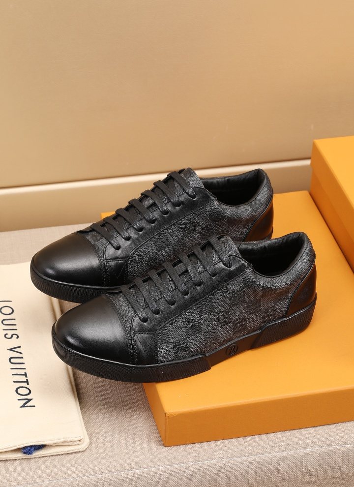 Louis Vuitton Checkered Leather Low-Top Sneakers — front