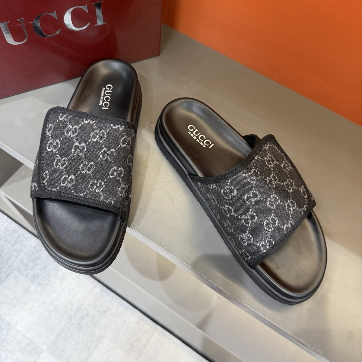 Gucci Monogram Slide Sandals — front