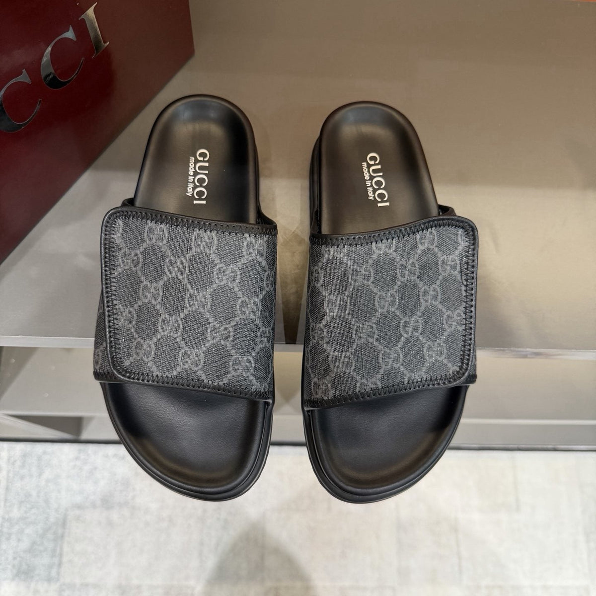 Gucci Monogram Slide Sandals — front