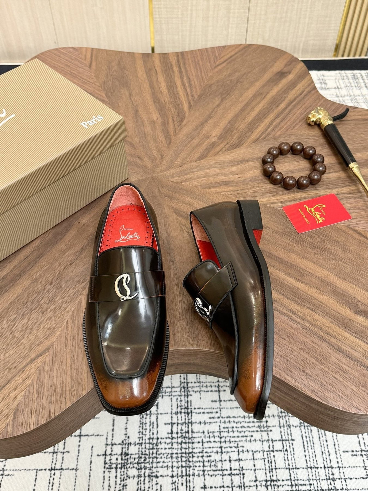 Christian Louboutin Black Hardware Loafers — front