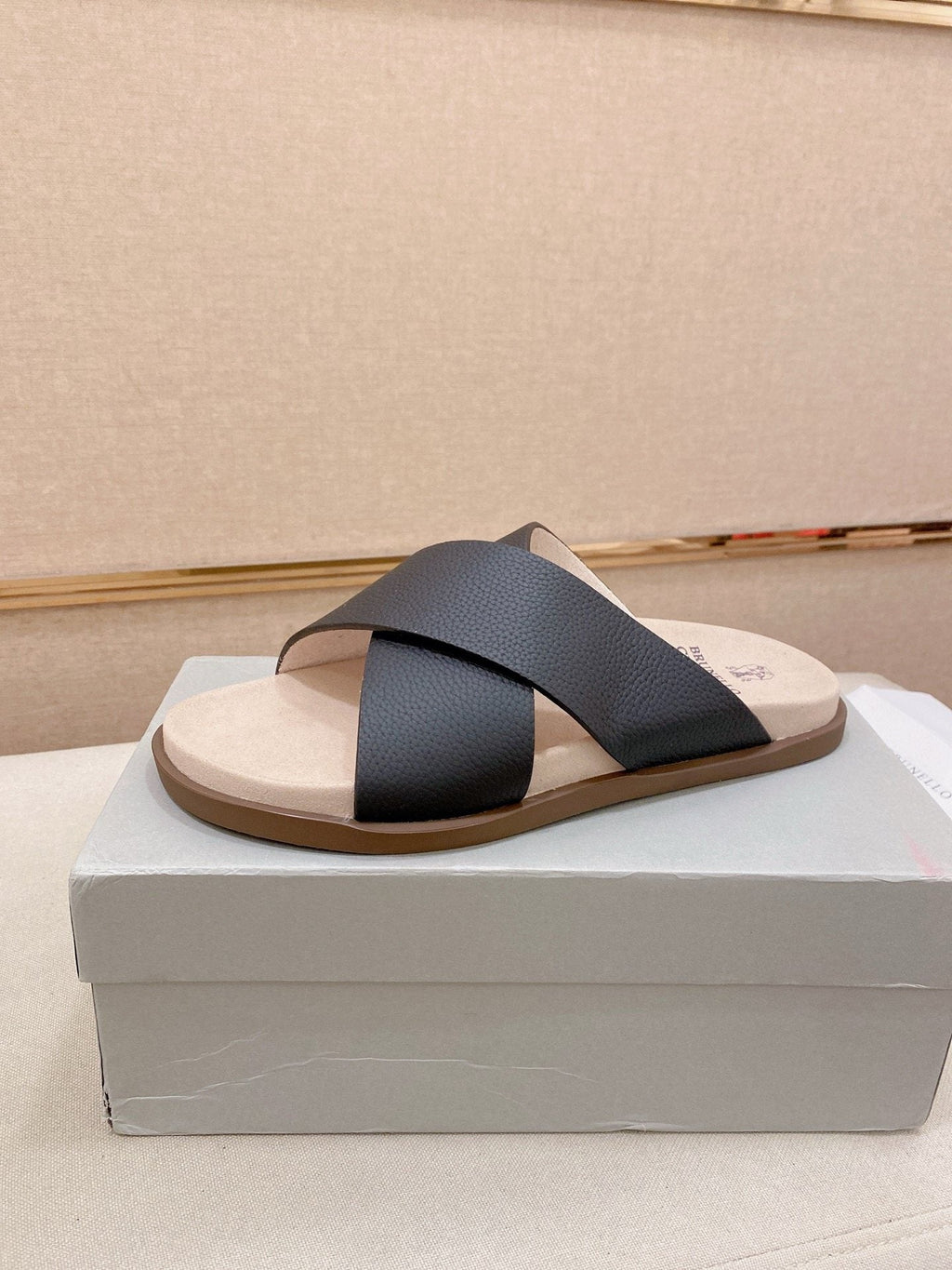 Brunello Cucinelli Cross-Strap Slide Sandals — hero