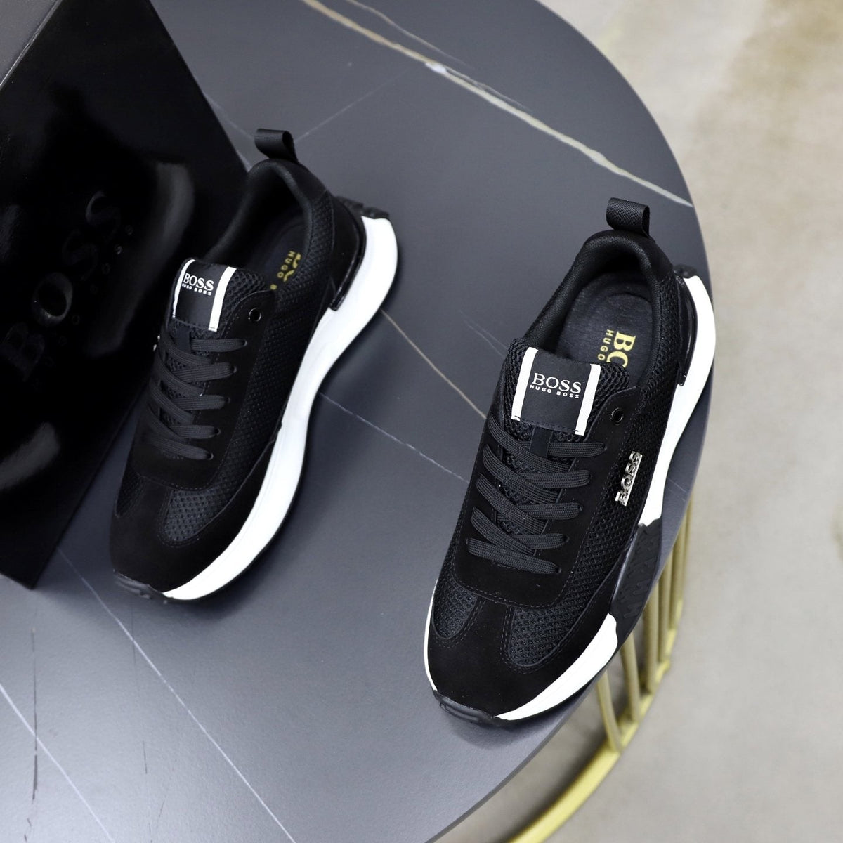BOSS Knit-Panel Low-Top Sneakers — front
