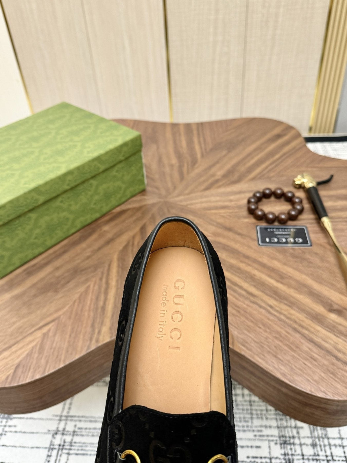 Gucci Horsebit Monogram Loafers — side