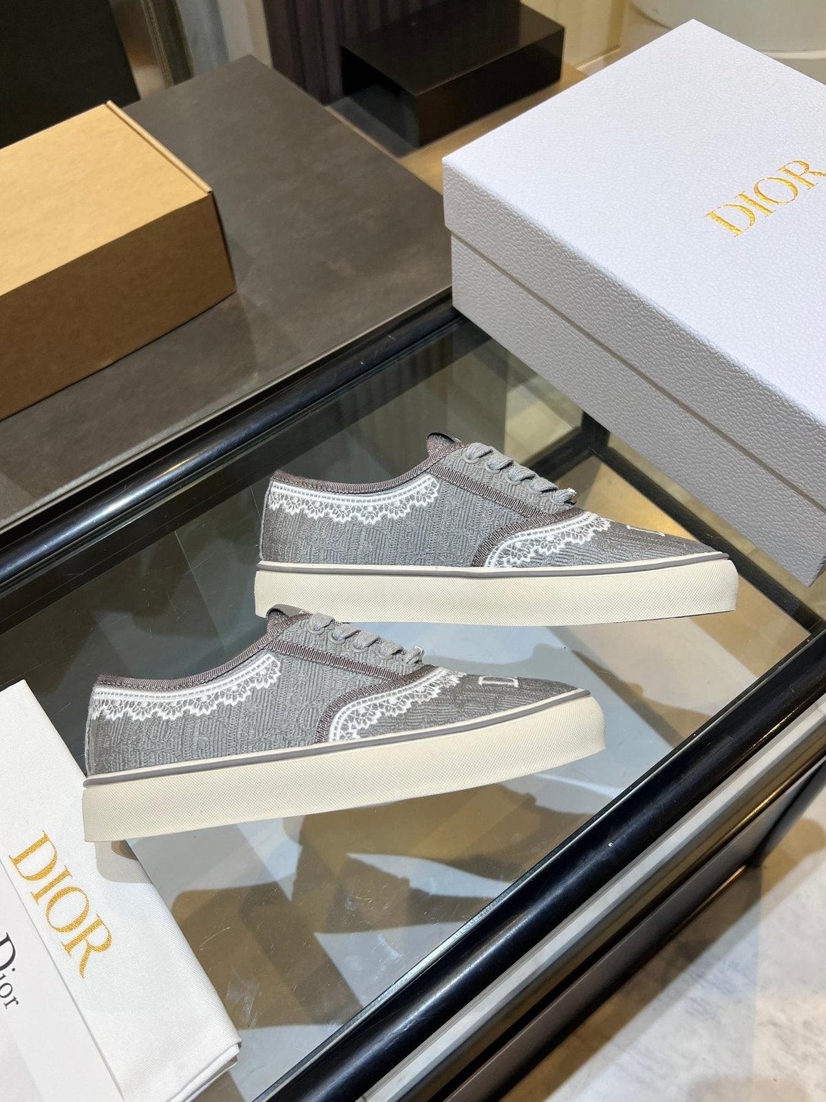 Dior Embroidered Canvas Low-Top Sneakers — front