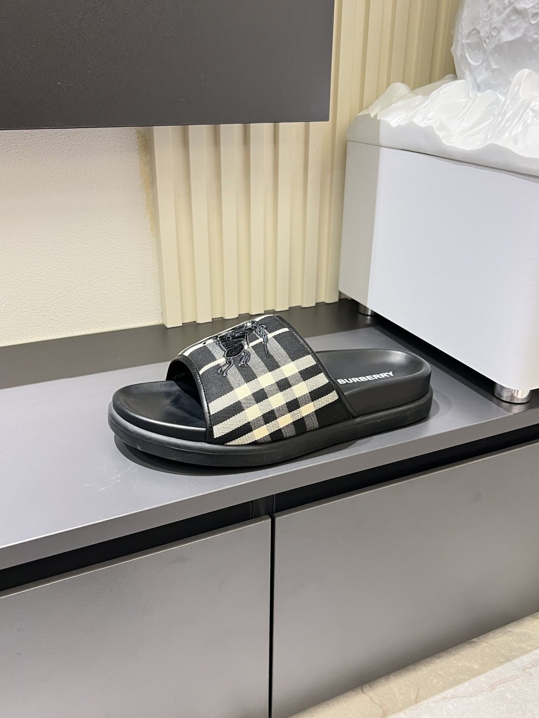 Burberry Plaid Slide Sandals — side