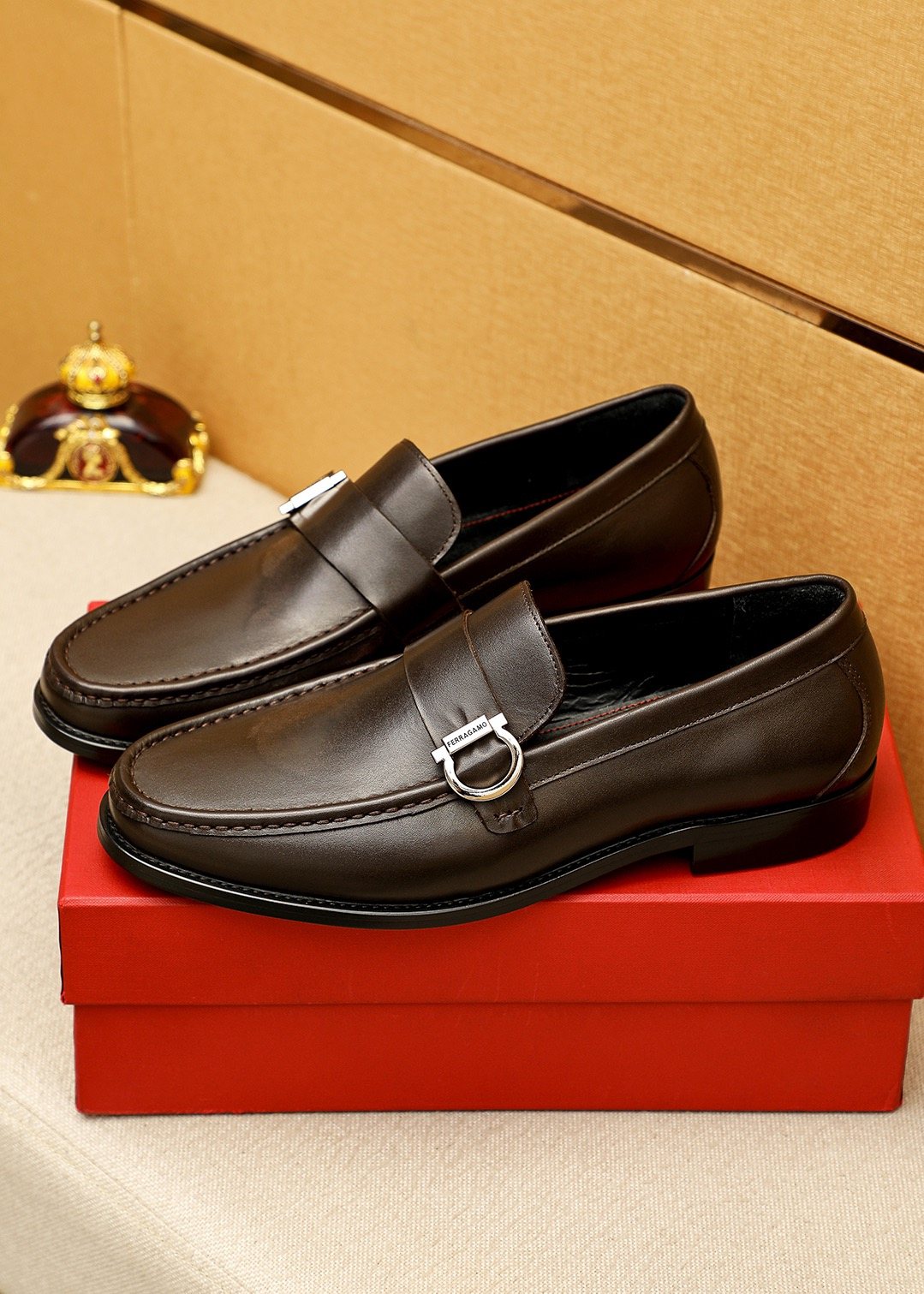 Ferragamo Leather Buckle Loafers — front