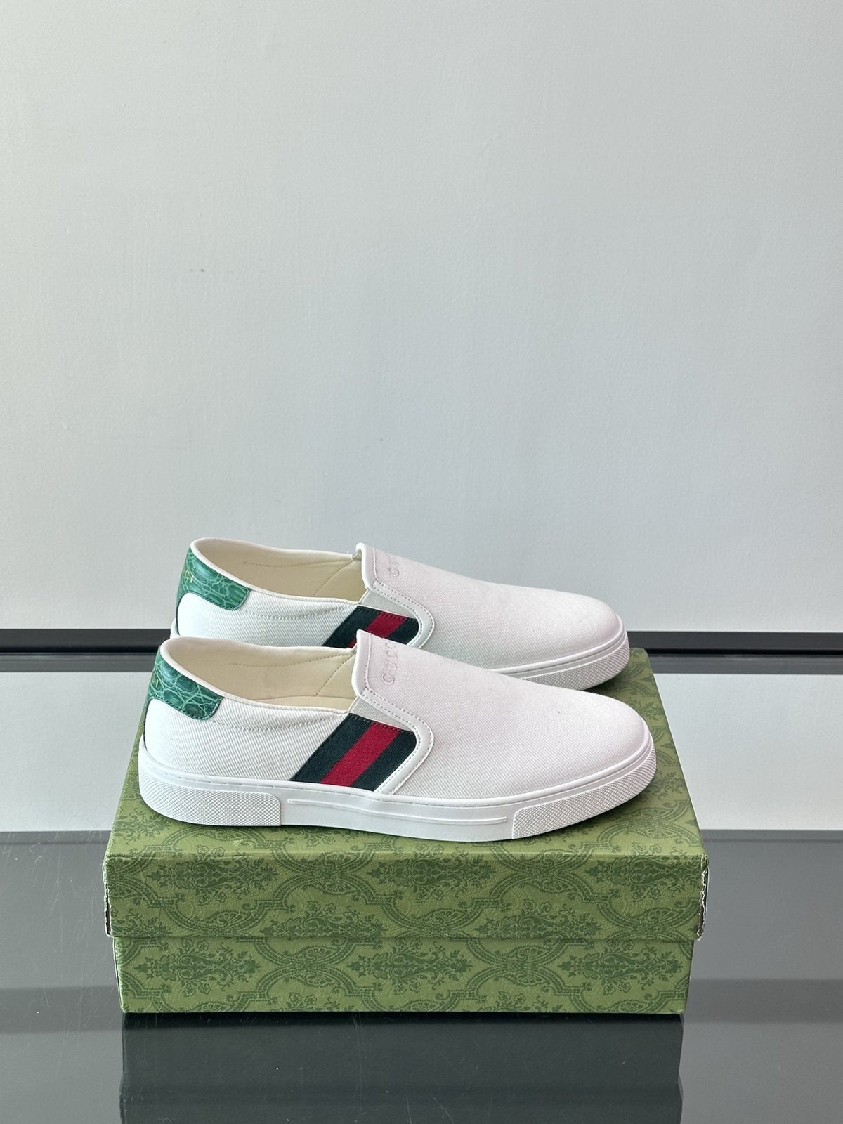 Gucci Striped Slip-On Sneakers — front