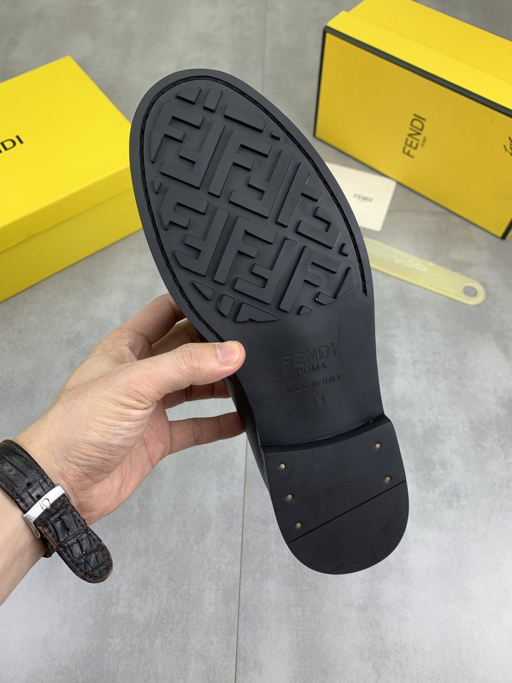 Fendi Black and Brown Monogram Buckle Ankle Boots — back