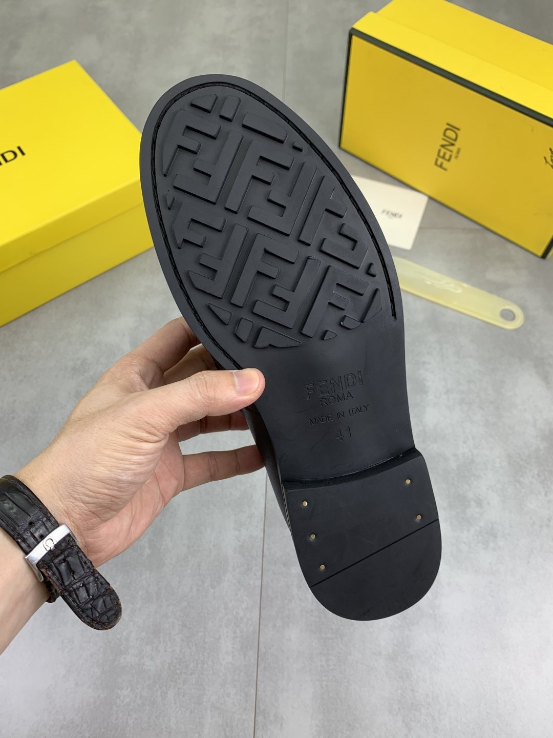 Fendi Black and Brown Monogram Buckle Ankle Boots — back