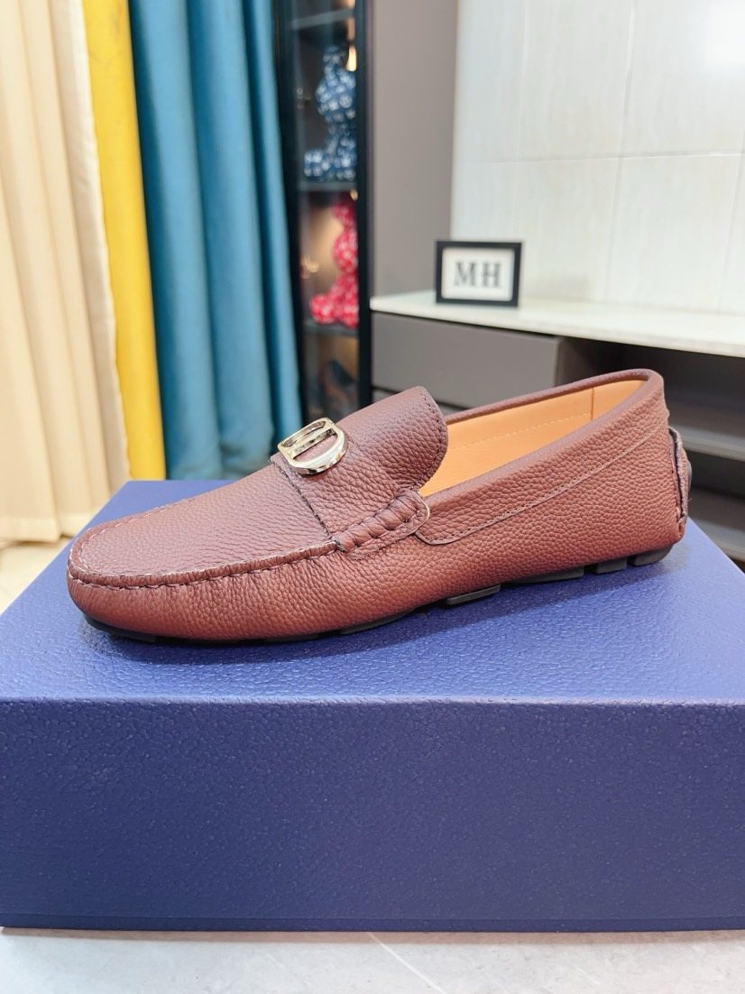 Dior Pebbled Buckle Loafers — front