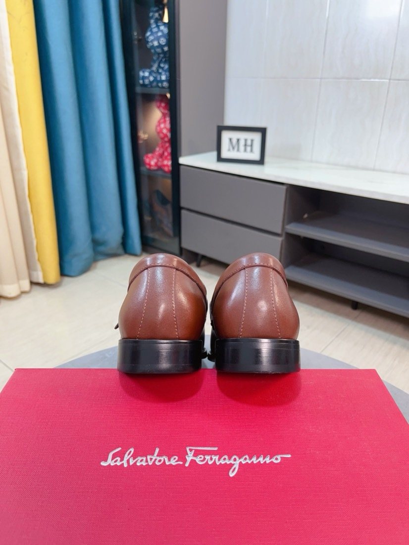 Ferragamo Metal-Accent Moc-Toe Loafers — back