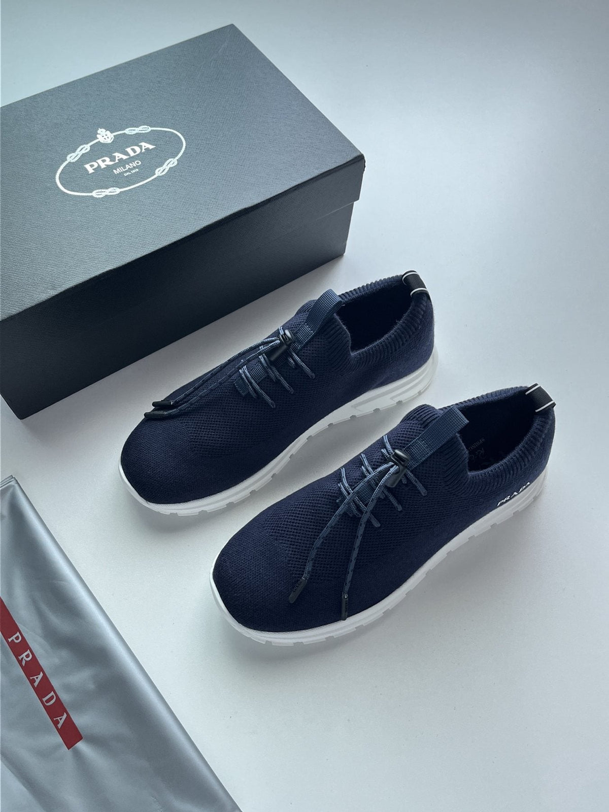 Prada Knit Sock-Style Sneakers — front