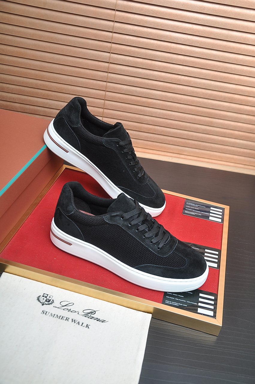 微商相册测试鞋子-Loro Piana Textured Lace-Up Sneakers — side