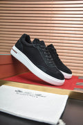 微商相册测试鞋子-Loro Piana Textured Lace-Up Sneakers — front