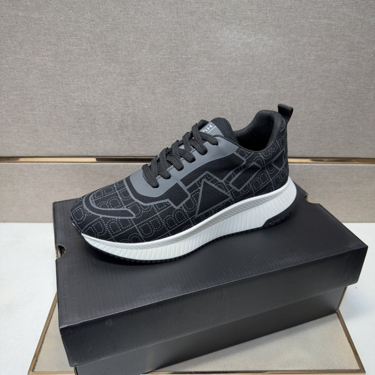 BOSS Navy Blue and Black Low-Top Sneakers — side