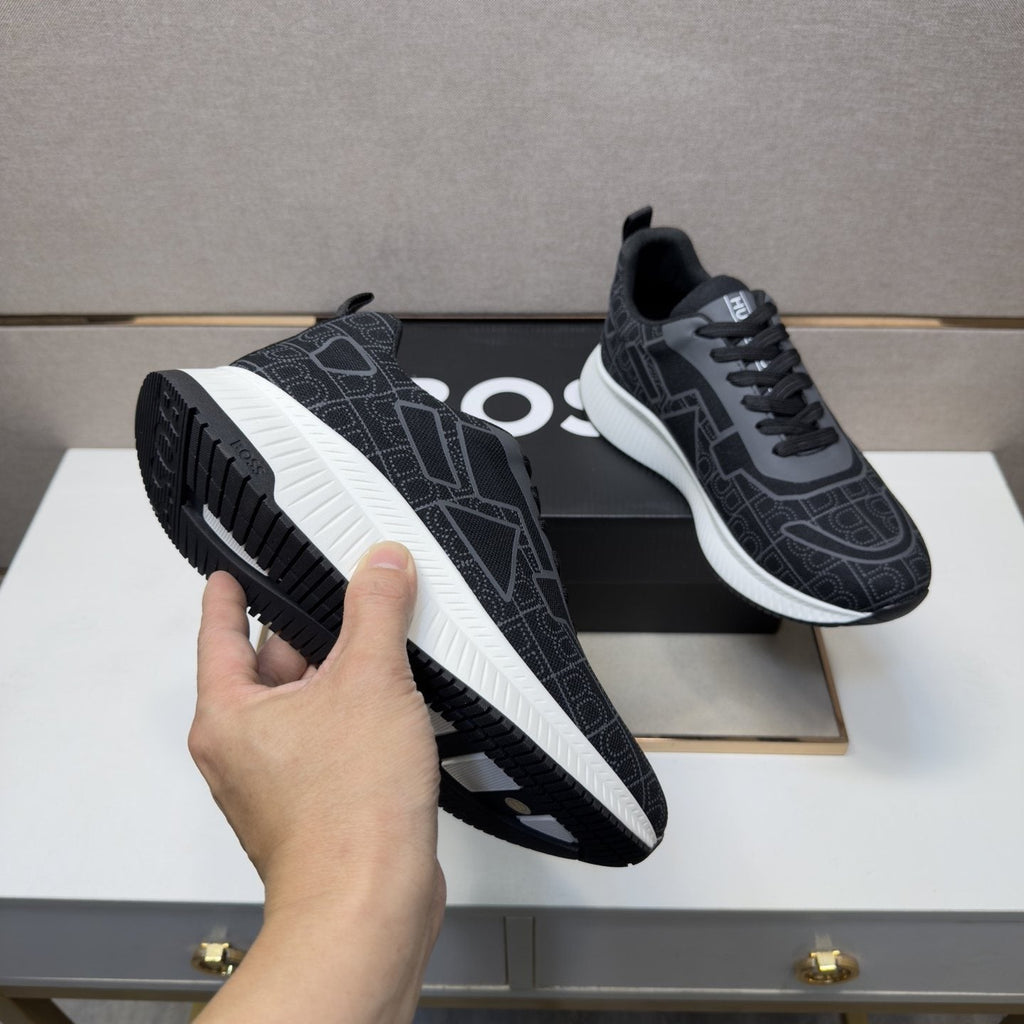 BOSS Navy Blue and Black Low-Top Sneakers — model