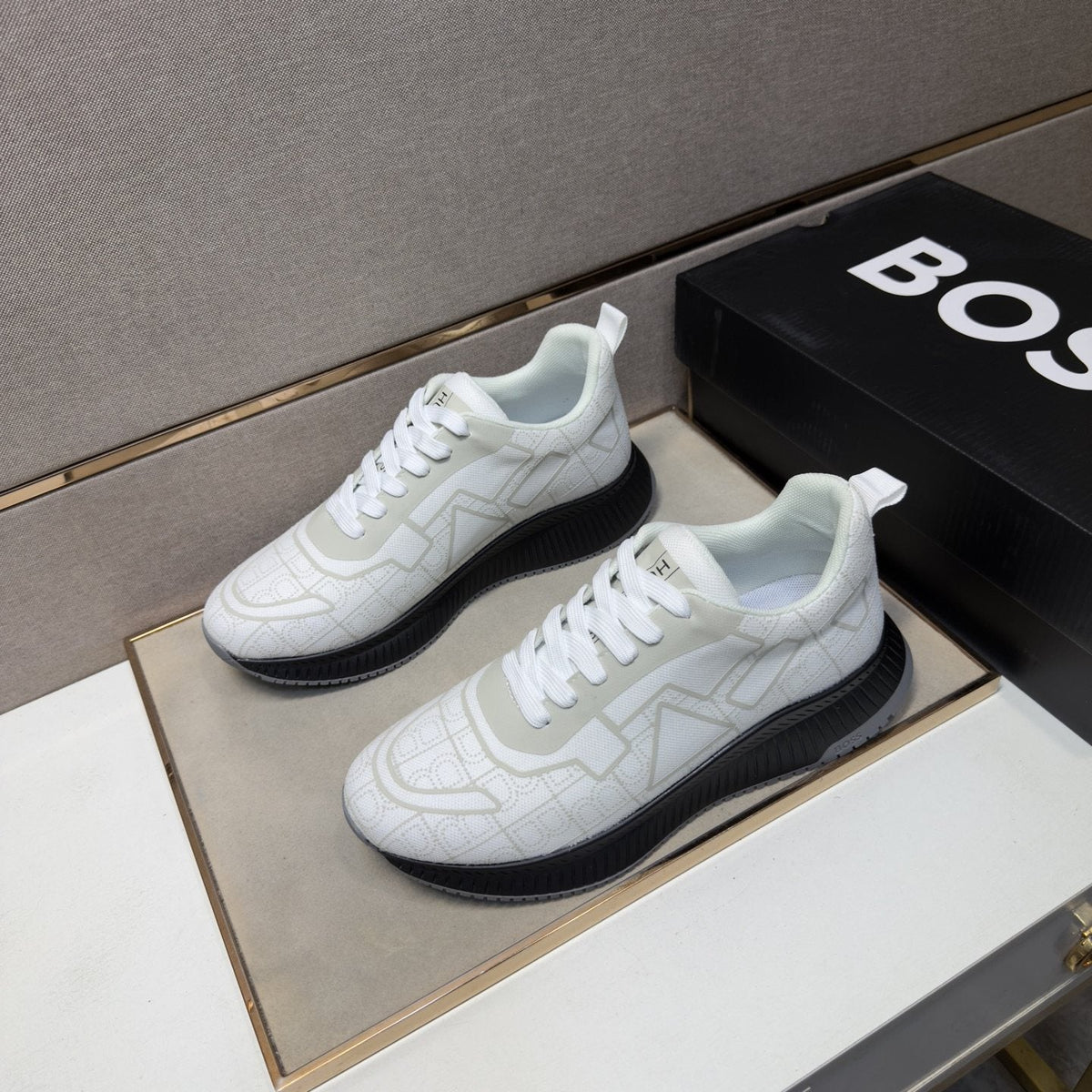 BOSS Navy Blue and Black Low-Top Sneakers — side