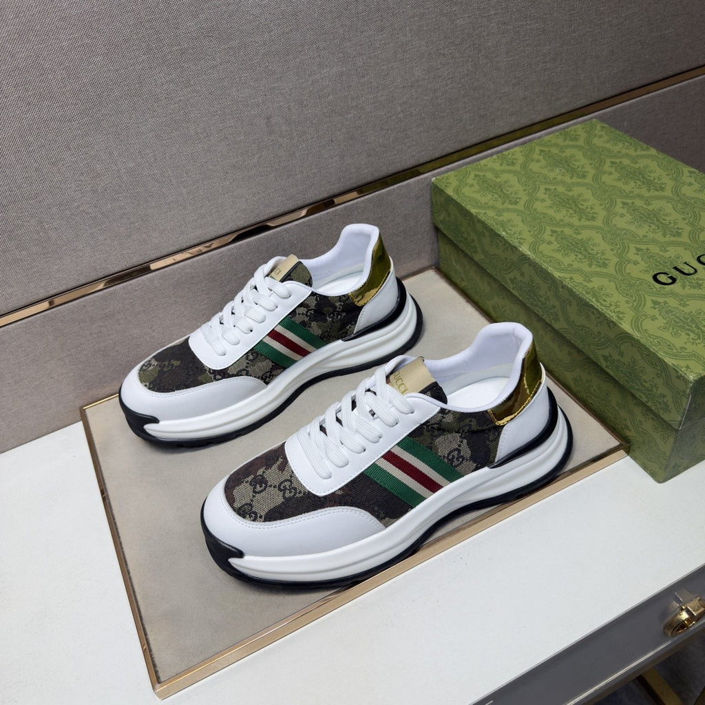 Gucci Black and Gray Stripe Sneakers — front