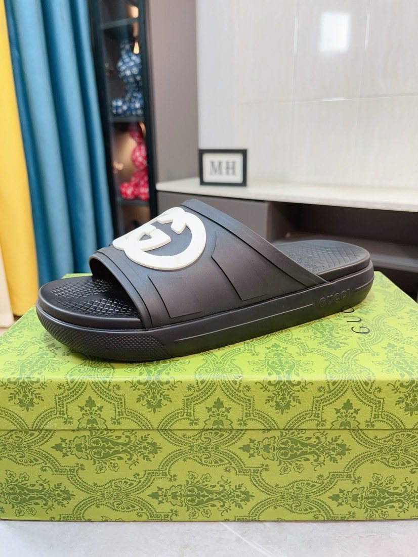 Gucci Emblem Slide Sandals — side
