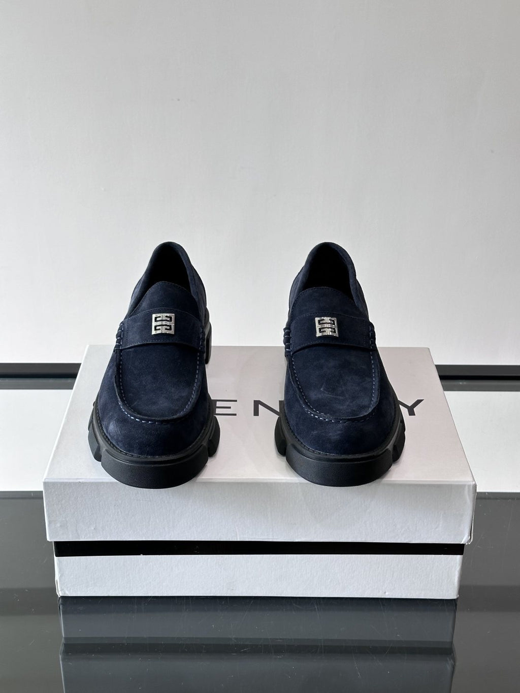 Givenchy Suede Lug-Sole Loafers — front
