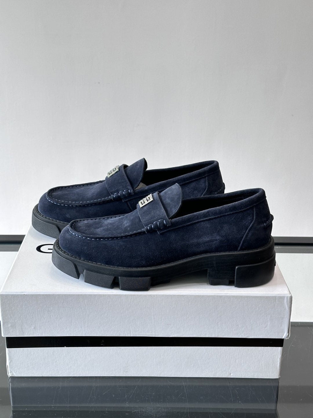 Givenchy Suede Lug-Sole Loafers — side