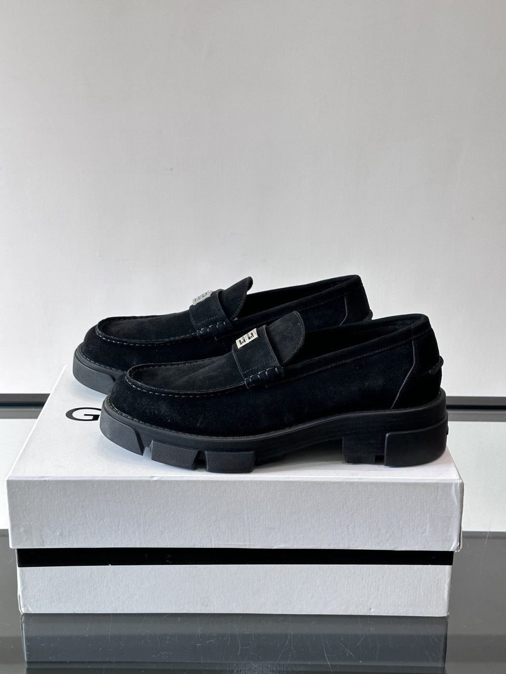 Givenchy Suede Lug-Sole Loafers — side