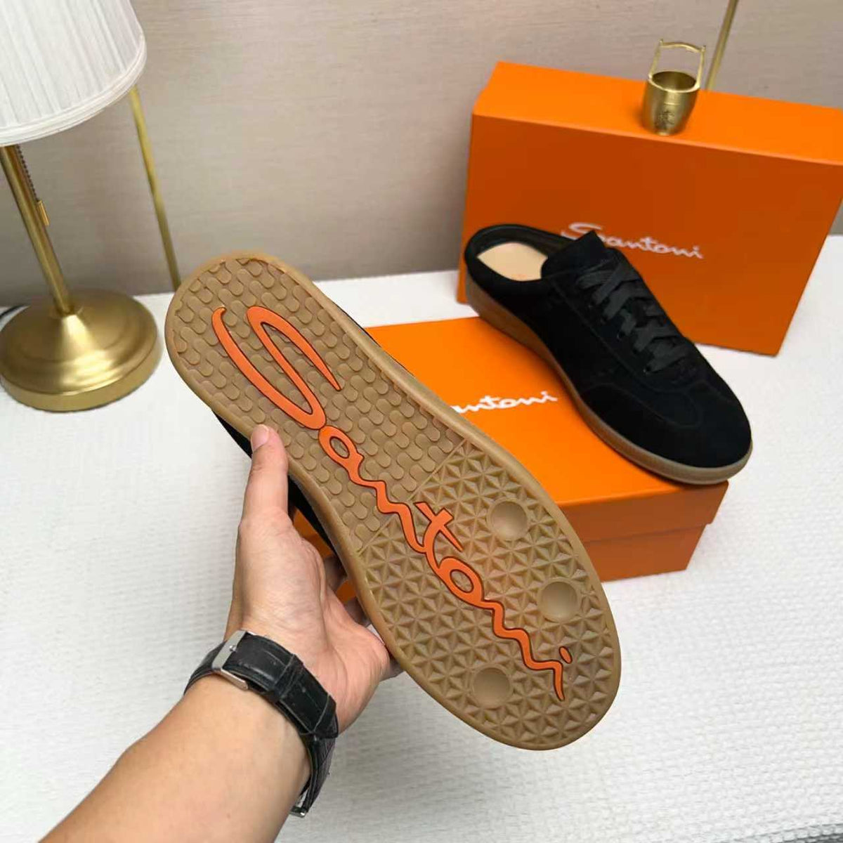 Santoni Perforated Low-Top Sneakers — back