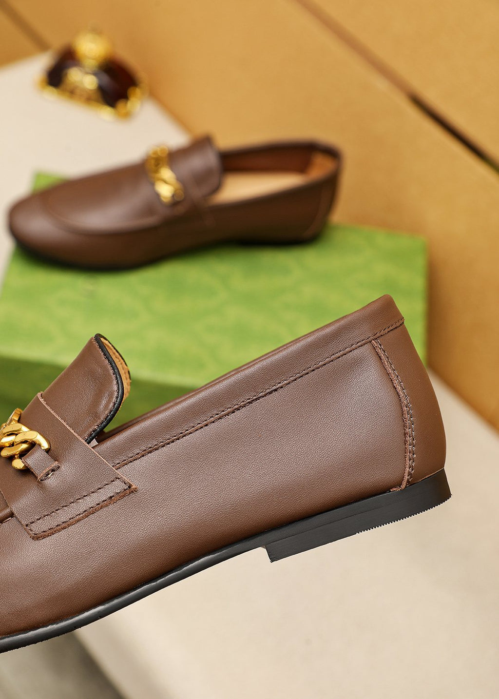 Gucci Leather Chain Loafers — back