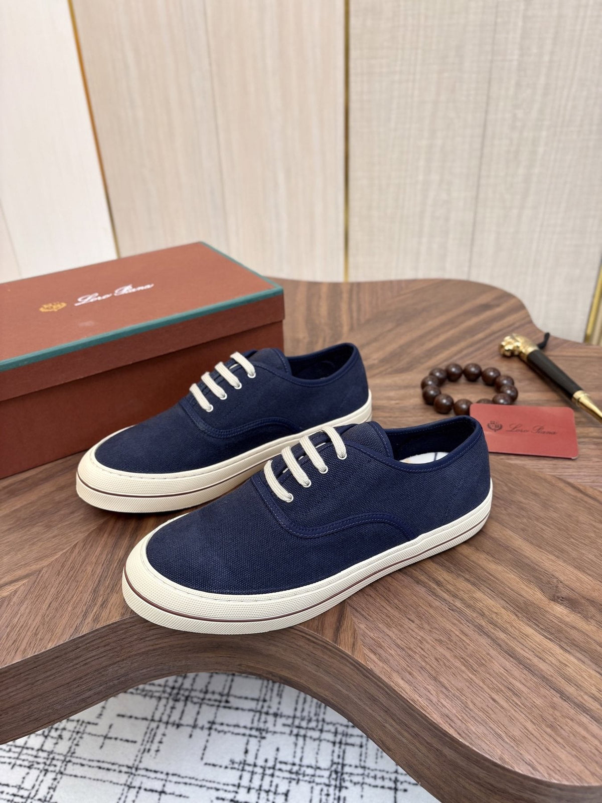 Loro Piana Low-Top Canvas Sneakers — front