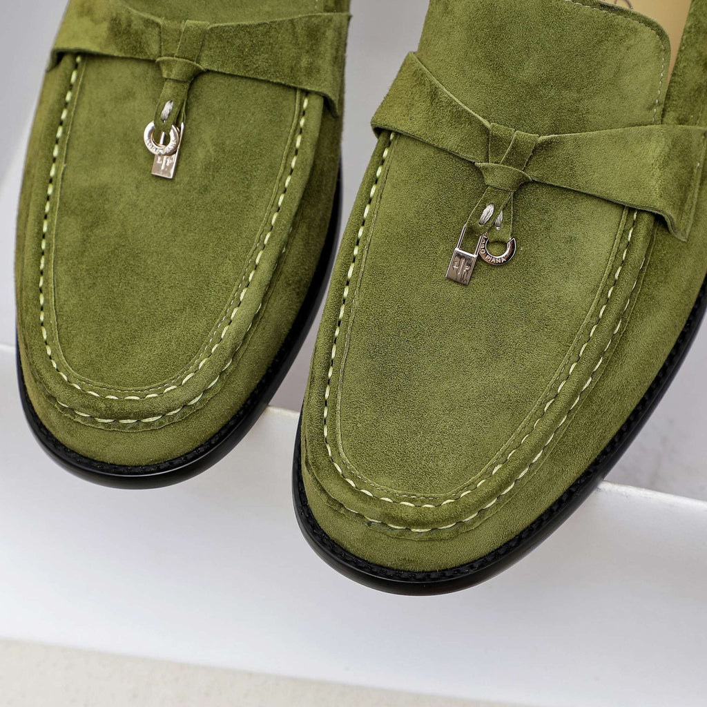 Loro Piana Textured Moccasin Loafers — detail