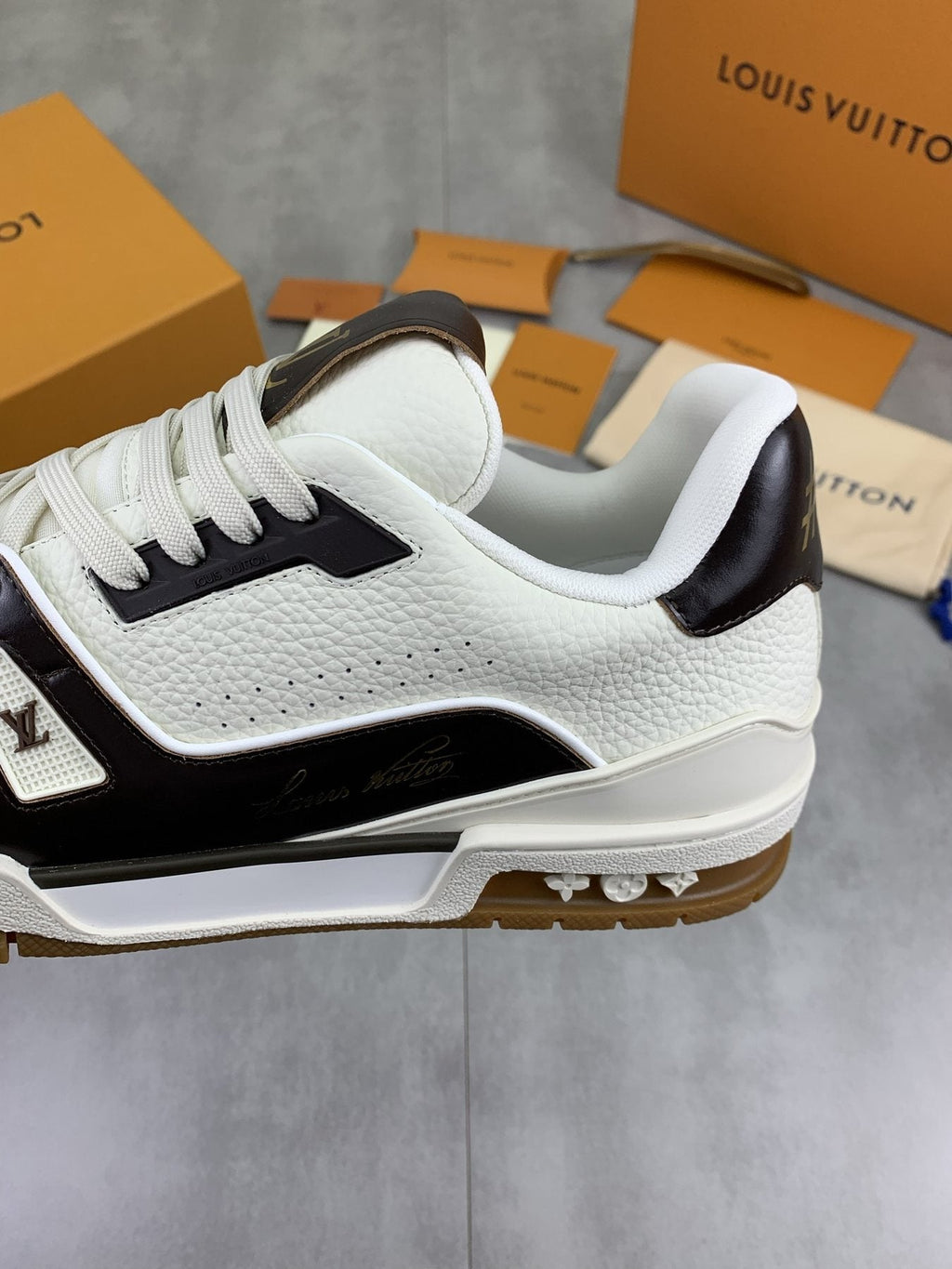 Louis Vuitton Panel-Trim Low-Top Sneakers — detail